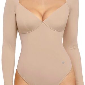 Long Sleeve V-Neck Nude Shapewear Bodysuit